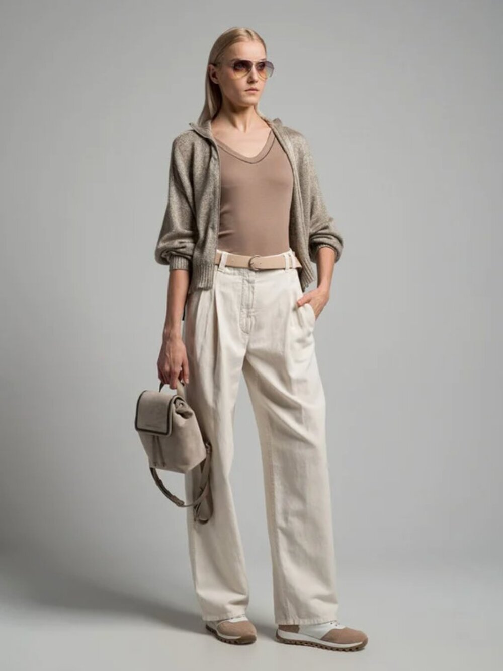 Brunello Cucinelli NWT | Relaxed Cotton/Linen Blend Trousers in Chalk